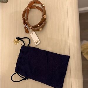 Tory Burch Tan Leather Studded Bracelet